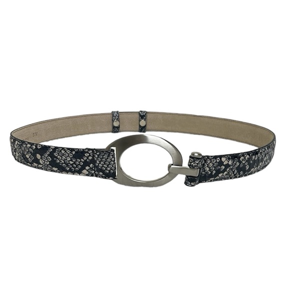 •NEVER WORN• Genuine Leather Lined Belt Snake Effect Animal Print Vintage Belt - Picture 2 of 11